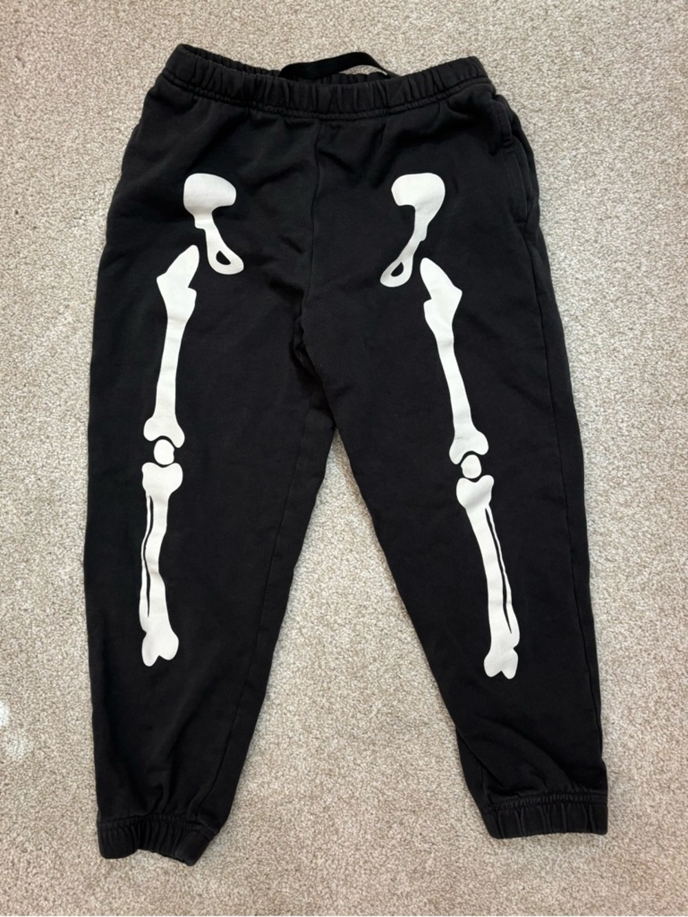 Crewcuts Black 100% Cotton Joggers with White Skeleton Bone Print